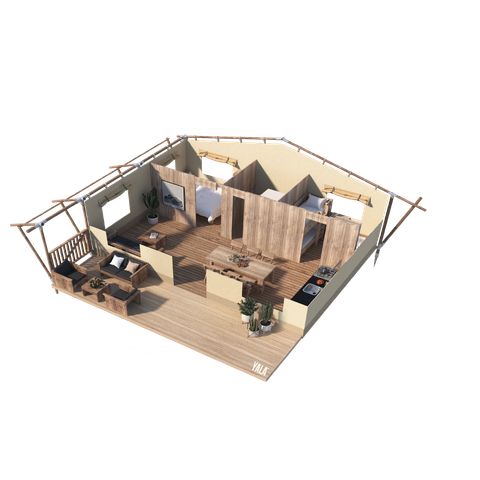 Canvas and wooden tent 5 persons - Stardust 40