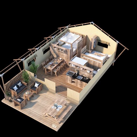 Canvas and wooden tent 5 persons - Safari Lodge A