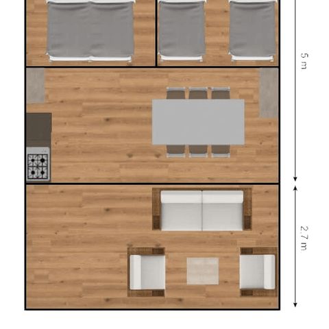 Canvas and wooden tent 6 persons - Safari tents without sanitary facilities 6 people
