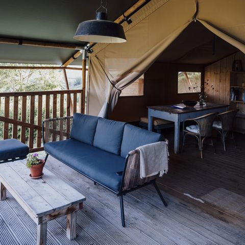 Canvas and wooden tent 4 persons - Glamping tent incl. sanitary facilities