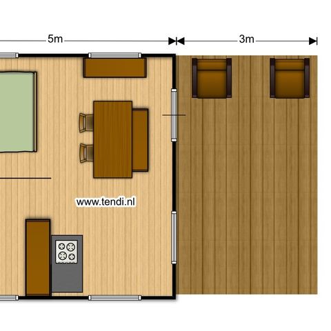 Canvas and wooden tent 6 persons