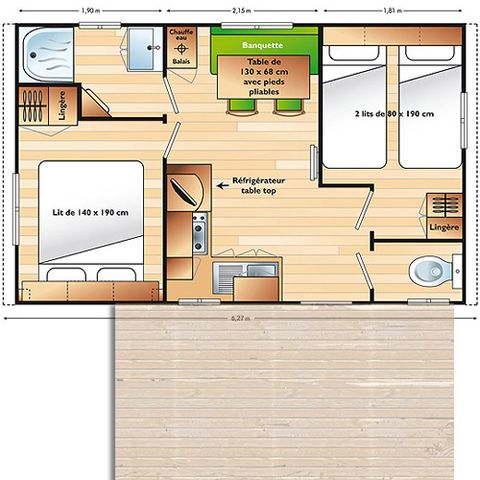 MOBILE HOME 4 people - Mobile home Super Vénus - 24m² - 2 bedrooms - 2 Adults max. + 2 children under 13 years old