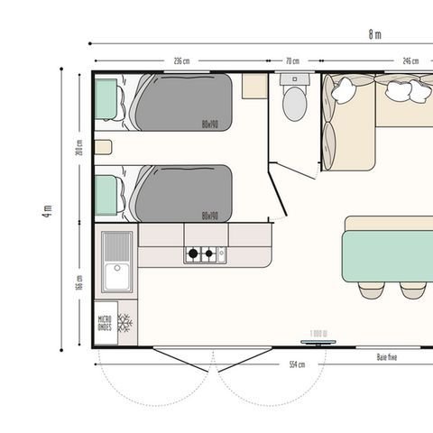 MOBILE HOME 4 people - Comfort mobile home - 2 bedrooms - semi-covered terrace