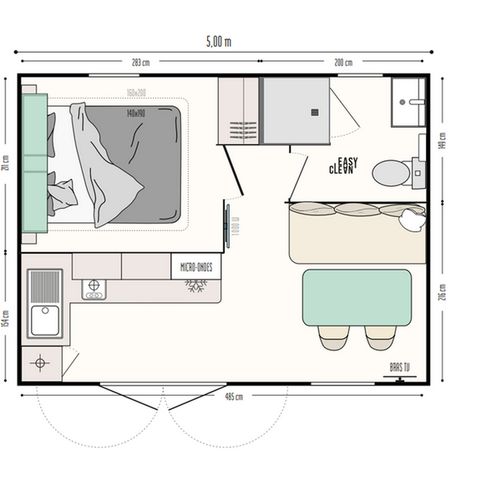 MOBILE HOME 2 people - Mobile home Premium - 1 bedroom - semi-covered terrace with sea view