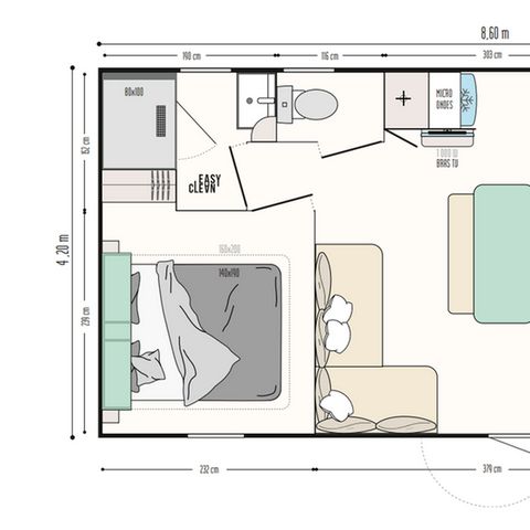 MOBILE HOME 6 people - Premium mobile home - 3 bedrooms - semi-covered terrace with sea view