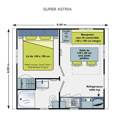 MOBILE HOME 2 people - Super Astria 16.1m² - 1 bedroom