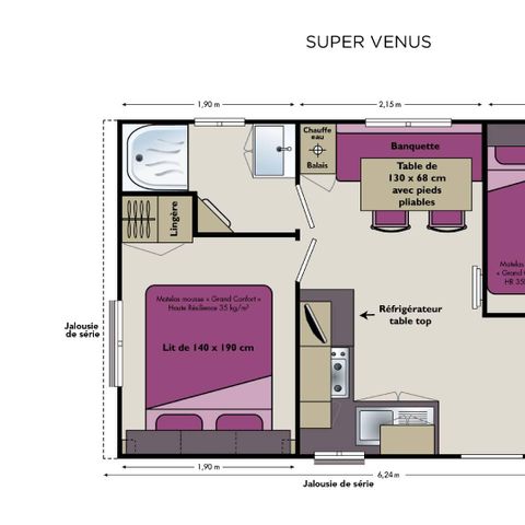 MOBILE HOME 4 people - Super Venus 22.9m² - 2 bedrooms