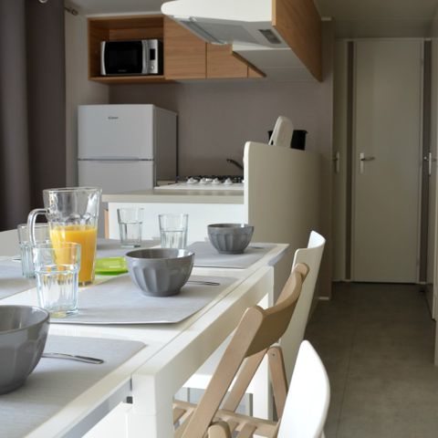 MOBILE HOME 6 people - Premium Cottage – 3 bedrooms – 2 bathrooms – Bed linen, towels, griddle and cleaning service included