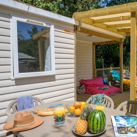 MOBILE HOME 6 people - Family 3bed-CLIM-terrasse XXL couverte-TV-LV-plancha-30m² | PREMIUM