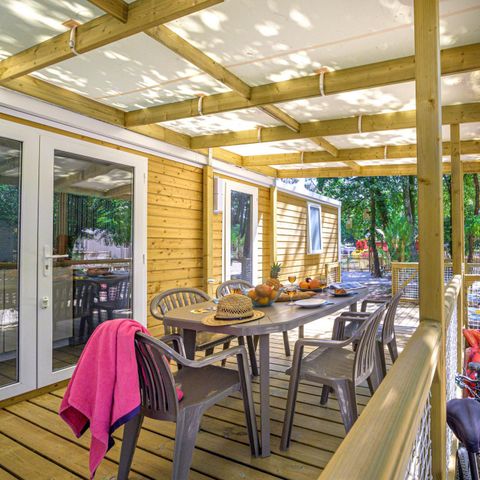 MOBILE HOME 5 people - Family 2bed-CLIM-terrasse XXL couverte-TV-LV-plancha-28m² | PREMIUM