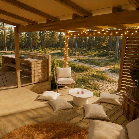 Mobile home 4 persons - Cocoon 2-bedroom - 2-bathroom - PREMIUM+ – 33m² – spa - Air conditioning - TV - Washing machine - Griddle - Covered terrace - Travel pack