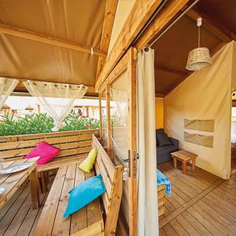 Canvas and wooden tent 5 persons - Lodge tent | 2 Bedrooms | 4/5 Pers. | No sanitary facilities