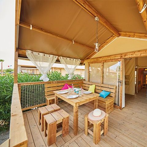 Canvas and wooden tent 5 persons - Lodge tent | 2 Bedrooms | 4/5 Pers. | No sanitary facilities