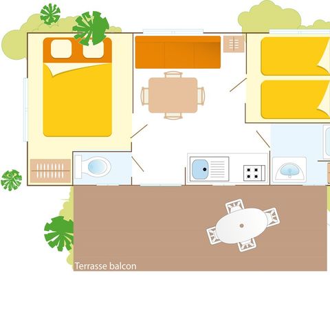 MOBILE HOME 4 people - Classic | 2 Bedrooms | 4 Pers. | Raised terrace