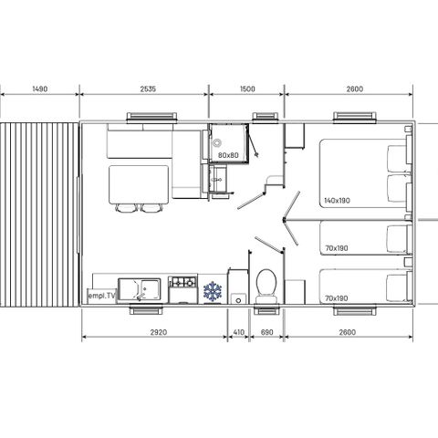 MOBILE HOME 4 people - ECO CLASSIQUE - 2 bedrooms with air conditioning