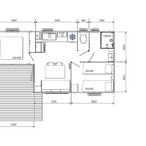 MOBILE HOME 4 people - ECO CLASSIQUE - 2 bedrooms with air conditioning