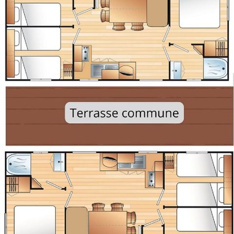 Mobile home 12 persons - Confort GRAND Mistral sleeps 12 - 6 bedrooms, air-conditioned, television
