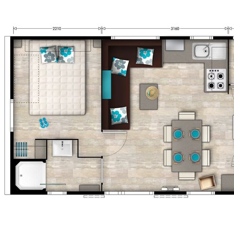MOBILE HOME 6 people - | Premium | 3 Bedrooms | 6 Pers | Raised terrace | Air conditioning | TV