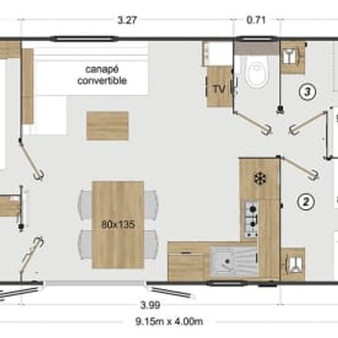 Mobile home 6 persons - Elite 3 bedrooms + deck + A/C