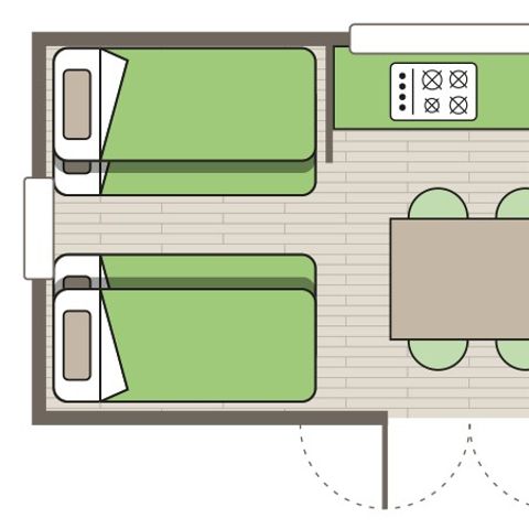 Glamping tent 6 persons - Canvas bungalow | 2 Bedrooms | 4/6 People | No bathroom | Air-conditioned