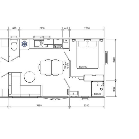 Mobile home 6 persons - Mobile-home | Comfort | 3 Bedrooms | 6 Pers. | Raised terrace | Air conditioning