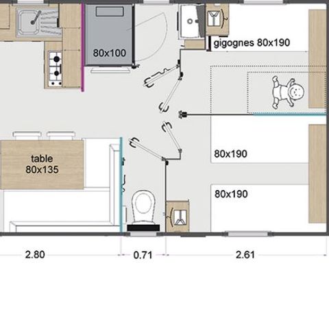 MOBILE HOME 6 people - COTTAGE PREMIUM - Les Pins | 6 pers.
