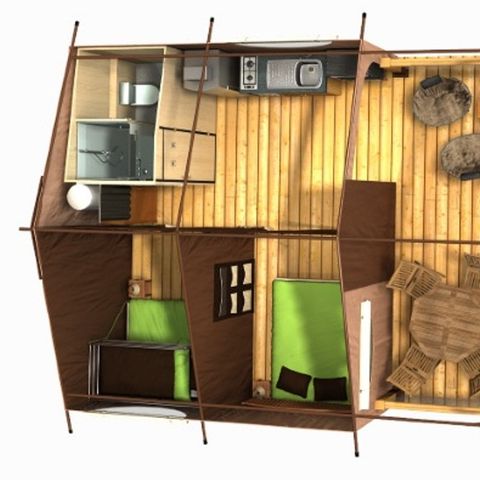 CANVAS AND WOOD TENT 5 people - LODGE CONFORT Victoria | 5 pers. 2 bdrms.
