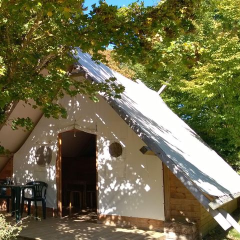 CANVAS AND WOOD TENT 6 people - WOODY TRAPPER Without sanitary facilities