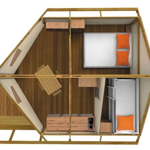 CANVAS BUNGALOW 4 people - Bung Junior 4 people 2 bedrooms 17m² without sanitary facilities