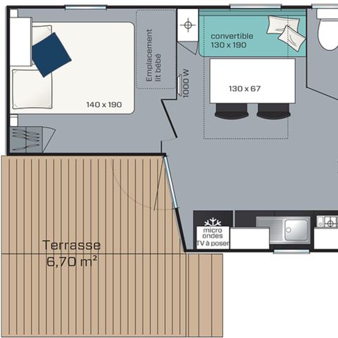 MOBILE HOME 4 people - Classic Pavilion 30m² - Air conditioning - TV