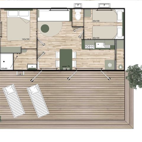 MOBILE HOME 4 people - Family Premium 29m² Air conditioning + TV