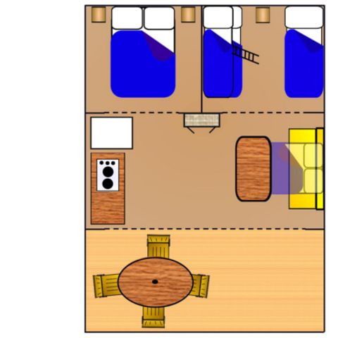 Canvas and wooden tent 5 persons - Safaritent without sanitary facilities