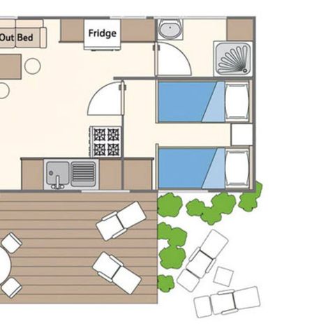 Mobile home 4 persons - Mobil-home | Classic | 2 Bedrooms | 4 Pers. | Terrace with elevation, not covered