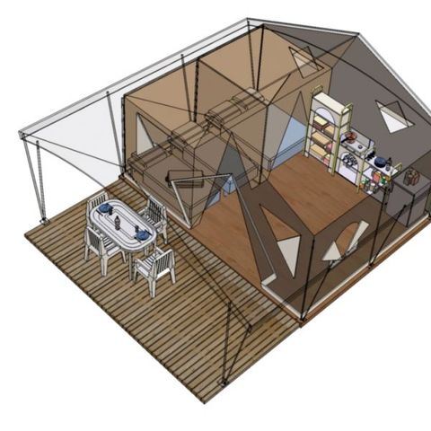 Glamping tent 5 persons - 2-bedroom canvas bungalow Canada - no sanitary facilities