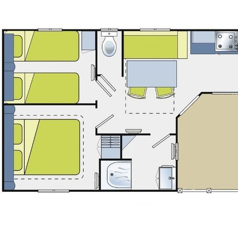 MOBILE HOME 6 people - Evasion 6 persons 2 bedrooms 28m², 2 bathrooms