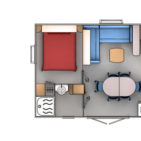 MOBILE HOME 6 people - 3 bedrooms - TV + Air conditioning