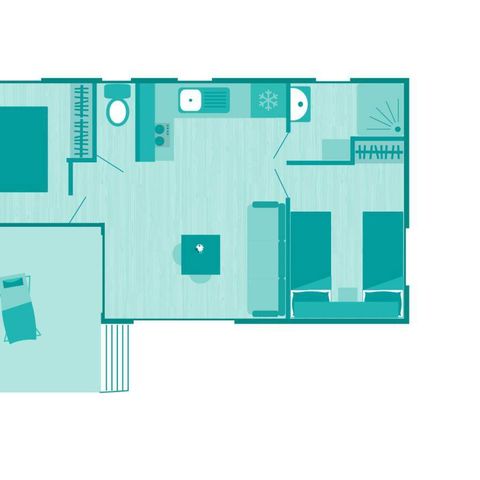 MOBILE HOME 6 people - Comfort | 2 Bedrooms | 4/6 Pers | Raised terrace | Air conditioning | TV