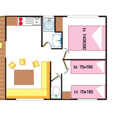 Mobile home 4 persons - Classic XL | 2 Bedrooms | 4 Pers. | Single terrace | TV