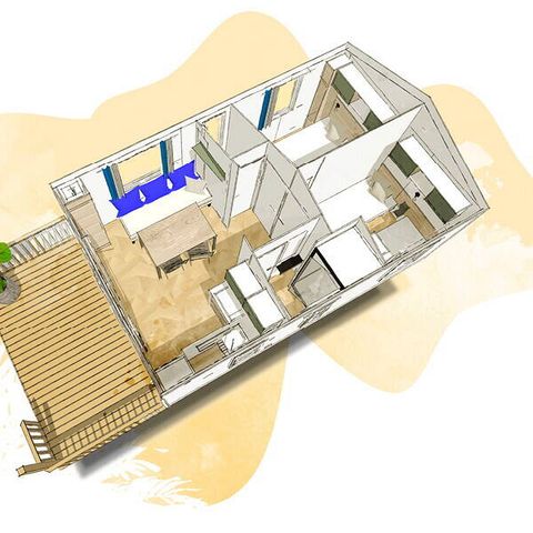 Mobile home 6 persons - Mobile home | Comfort | 2 Bedrooms | 4/6 People | Single terrace | Air conditioning | TV