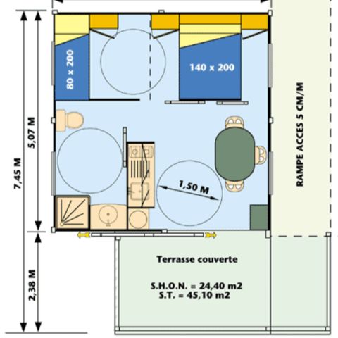 Chalet 3 persons - Ciela Confort PMR - 1 bedroom