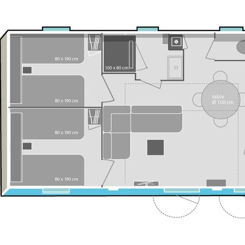 MOBILE HOME 6 people - Cottage Prestige 3 Bedrooms