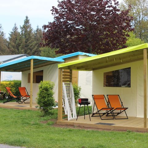 Canvas and wooden tent 4 persons - Funflower Standard 20m² 2 rooms without bathroom
