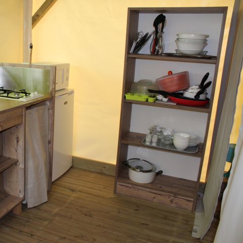 Canvas and wooden tent 4 persons - Funflower Standard 20m² 2 rooms without bathroom