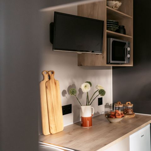 MOBILE HOME 4 people - 25m² Premium (2bed-4p) including semi-covered terrace + TV + LV + BBQ