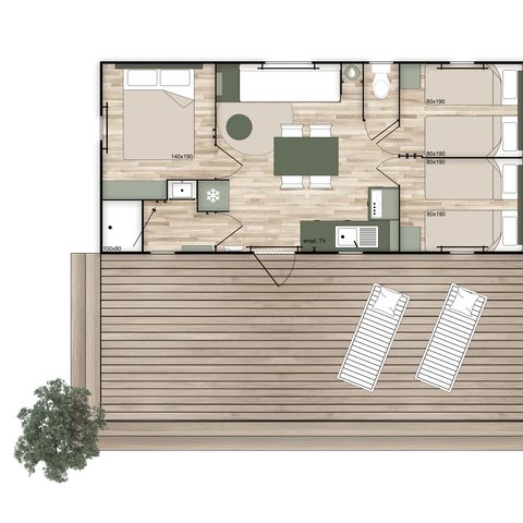 MOBILE HOME 6 people - Premium - 33 m² (3 bedrooms) + Covered terrace