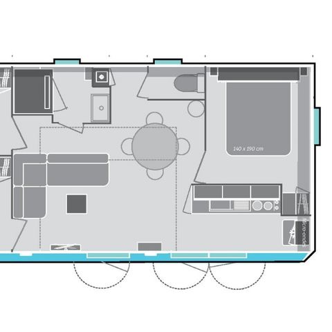 MOBILE HOME 6 people - Premium 3 bedroom 34m² apartment