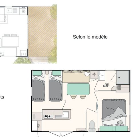 MOBILE HOME 4 people - 4-person 2-bedroom mobile home Cocoon 23m² - mobile home