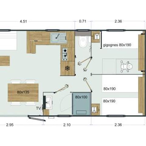 Mobile home 6 persons - 3-bedroom Premium mobile home with spa (37m²) 4/6 people