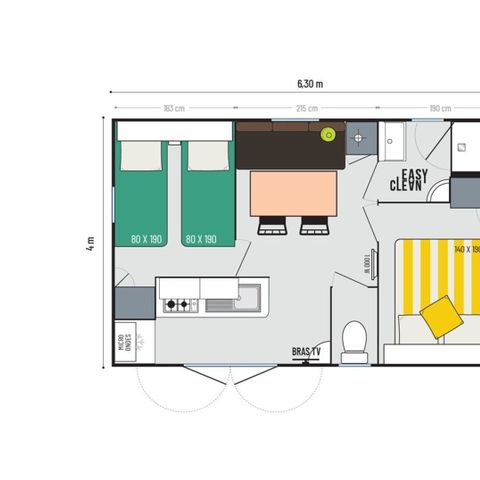 MOBILE HOME 4 people - Mobile-home | Comfort XL | 2 Bedrooms | 4 Pers | Raised terrace | Air conditioning | TV