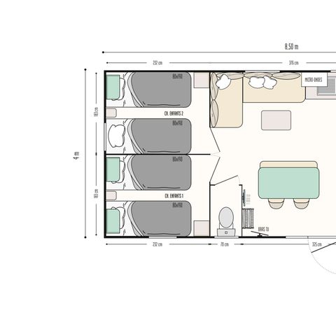 Mobile home 8 persons - Mobile home super cordelia 3 bedrooms with semi-covered terrace ( year 2025)